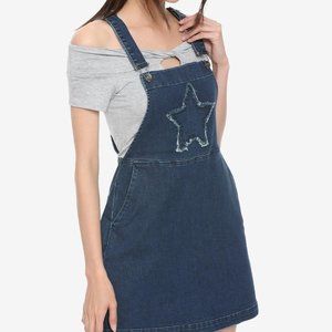 Blackheart Indigo Star Patch Skirt Overalls (S) WITH TAGS